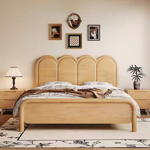 Lit double en bois massif 180*212*118cm, OEM ODM, écologique, durable, design italien minimaliste moderne pour hôtel et appartement - Product Image 1