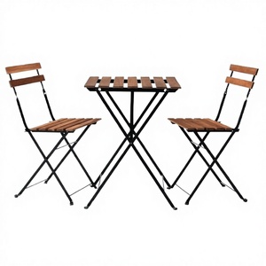 Conjunto de Mesa y Sillas de Jardín de 3 Piezas, con Estructura Metálica y Madera, Plegable, Venta al Por Mayor desde Foshan, Guangdong - Product Image 3