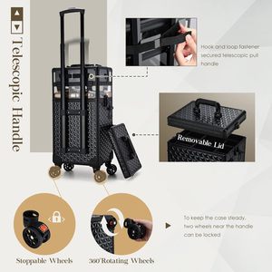 Vali trang điểm chuyên nghiệp 3 trong 1, có bánh xe, dung tích lớn, dành cho salon, thợ cắt tóc, vali du lịch kiểu dáng kim cương - Product Image 4