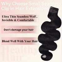 Extensions de cheveux naturels invisibles à clipser en PU sans couture pour femmes, compatibles avec la teinture et la permanente