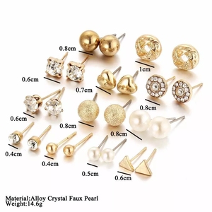 Fashion 12 Pairs <strong>Earring</strong> <strong>Set</strong> Square Crystal Heart <strong>Stud</strong> <strong>Earrings</strong> Jewelry <strong>Sets</strong> for Women Piercing Simulated Pearl Flower <strong>Earring</strong> - Product Image 6
