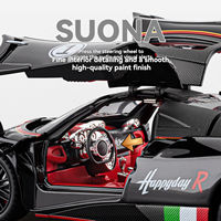 Coches de juguete de metal a escala 1:24, modelo de aleación Pagani Huayr versión de carreras, puertas que se abren, coche de juguete de metal para coleccionar y decorar.
