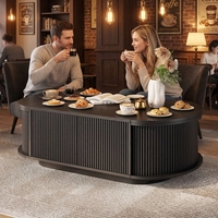 Table de café ovale longue en chêne noir, style rustique campagnard, grande banquette de salle à manger, compatible avec les arrangements de sièges