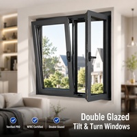 Ventanas de Aluminio con Doble Acristalamiento y Aislamiento Acústico NFRC, Vidrio Templado Hueco para Renovación del Hogar, Ventana Abatible y Giratoria de Aluminio