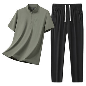 Conjunto de Camiseta Deportiva para Hombre, Verano 2025, Nueva, Absorbente de Humedad, Secado Rápido, Transpirable, para Deportes al Aire Libre, Fitness, Running, con Cierre de Media Cremallera - Product Image 4