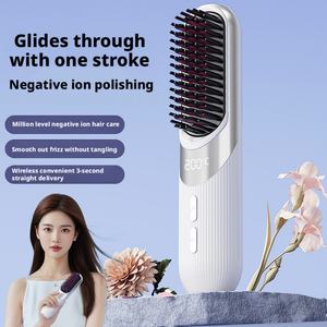 เครื่องหนีบผมไฟฟ้าไร้สายขนาดเล็กแบบมืออาชีพ พร้อมคุณสมบัติประจุลบสำหรับผู้หญิง แปรงชาร์จไร้สาย - Product Image 4