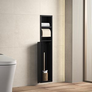 Étagère murale moderne à 3 niveaux en acier inoxydable noir mat pour papier toilette, <span class=keywords><strong>niche</strong></span> encastrée pour rouleau <span class=keywords><strong>de</strong></span> papier toilette, <span class=keywords><strong>niche</strong></span> <span class=keywords><strong>de</strong></span> douche pour salle <span class=keywords><strong>de</strong></span> bain - Product Image 2