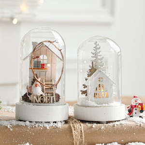 Lanterne en verre de Noël Décoration de bureau de table de chambre Père Noël Décoration de lumière de Noël - Product Image 3