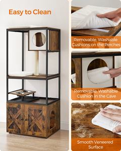 <span class=keywords><strong>Feandrea</strong></span> Vente en gros Maison pour chat 3 en 1 style bois Meuble arbre à chat Tour Condo avec poteaux à gratter et enclos pour litière - Product Image 3