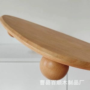 Plateau décoratif en bois massif Baishun, organisateur de bureau en bois de hêtre, style nordique avec pieds ronds - Product Image 4
