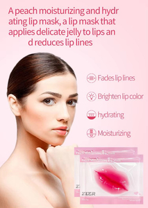Masque pour les lèvres à la pêche avec collagène hydrolysé, marque privée personnalisée, nourrit les lèvres, anti-dessèchement, soin des lèvres de nuit, masque en feuille - Product Image 2