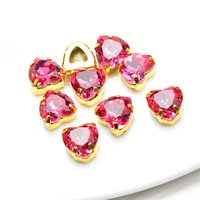 Strass en forme de cœur pour chaussures, vente en gros, de haute qualité, 8Mm 10Mm 12Mm, cousues sur le K9, diamant griffe or pour robe de soirée, accessoires bricolage