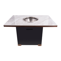 Ensemble de table à manger de restaurant de meubles commerciaux avec cuisinière à induction intégrée dans la table de marmite sans fumée