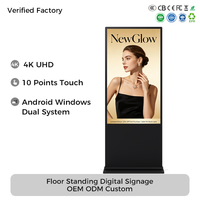 LCD 4K 43 49 55 65 Inch Floor Standing Advertising Auto Video Player Android 14 Indoor Totem Digital Signage and Display