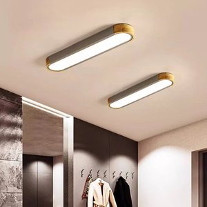 โคมไฟเพดานลายไม้สมัยใหม่ ไฟ LED แบบแท่งยาว สำหรับห้องนอน ห้องทำงาน สำนักงาน - Product Image 2
