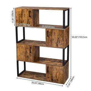 Moderno Boho Modulare Book Cabinet 6 Cub Storage Scaffale per libri in legno acciaio metallo nero industriale scaffali libreria - Product Image 5