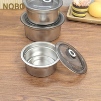 3 pièces Ensemble de chauffe-plats moderne en acier inoxydable pour la cuisine Couvercle intérieur de la marmite Casserole chauffante Conteneur de stockage des aliments Boîte à lunch