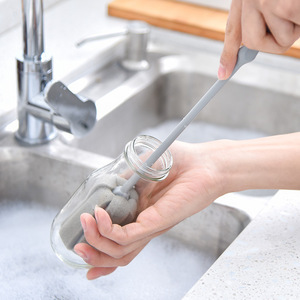 Factory Wholesale Thermos Cup Cleaning <strong>Brush</strong> Silicone <strong>Bottle</strong> <strong>Brush</strong> Household Long-handled Kids Feeding <strong>Bottle</strong> <strong>Brush</strong> - Product Image 4
