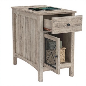 <span class=keywords><strong>Table</strong></span> d'appoint intelligente en MDF avec rangement, ports USB, prises électriques, station <span class=keywords><strong>de</strong></span> charge, tiroir, armoire et porte-revues - Product Image 1