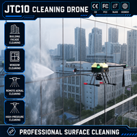 Drone de nettoyage industriel de précision à jet d'eau haute pression, UAV pour le lavage mural industriel des projets de tours de bureaux