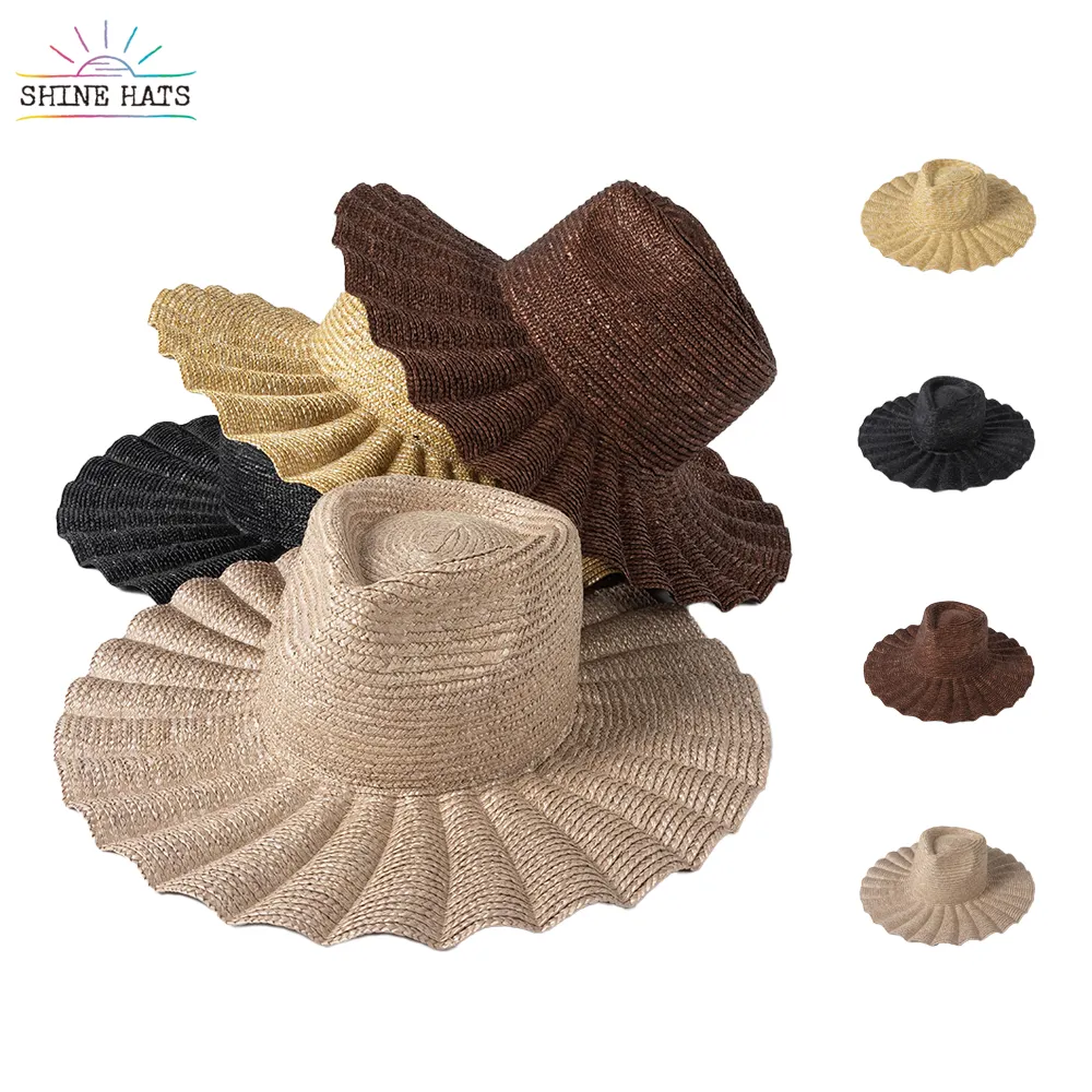 Shinehat 2023 OEM, винтажные Панамы унисекс на заказ, пляжная шляпа, женские летние шляпы от солнца, оптовая продажа, широкие фетровые соломенные шляпы