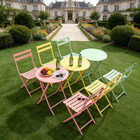 Table et chaises pliantes modernes en fer et plastique, mobilier d'extérieur pour café, balcon, loisirs, salon de thé