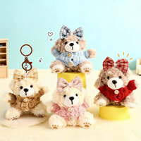 Porte-clés peluche ours en peluche pendentif petit sac à dos en cuir décoration et cadeau pour les couples autres porte-clés
