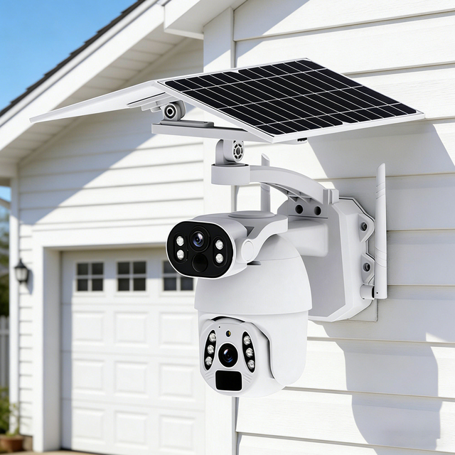 Solar-powered Dual-lens Camera 360-degree Panorama|Detection and Alarm|Two-way Audio 6MP ultra HD Solar Camera Q6Max