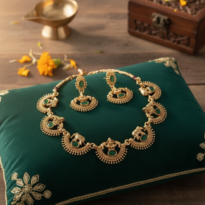 Ensemble de collier en pierre de Pota plaqué or et de temple, bijoux fins 10573848 - Product Image 3