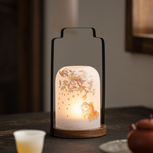 Linterna de Cerámica con Diseño de Grulla, Origen Dehua, Forma Cilíndrica, Decoración para el Hogar, Iluminación para Sala de Té, Portavelas - Product Image 4