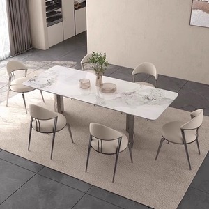 โต๊ะอาหารทรงสี่เหลี่ยมผืนผ้าหินอ่อนอิตาลีสุดหรูพร้อมโครงโลหะสำหรับห้องนั่งเล่นในบ้าน ลดราคาพิเศษ - Product Image 2