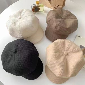 <span class=keywords><strong>Casquette</strong></span> de mode vintage pour <span class=keywords><strong>femme</strong></span> avec boucle en métal octogonale, couleur unie, style newsboy - Product Image 6