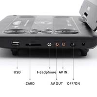 Reproductor Portátil KCR de 9.5 Pulgadas con USB de 12v, Resolución 720P, Compatible con CD/MP3 y PAL/NTSC/SECAM, Color Negro
