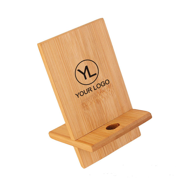 Customized Bamboo Wooden Mobile Cell Phone Stand Desktop Tablet Holder for Phone and ipad