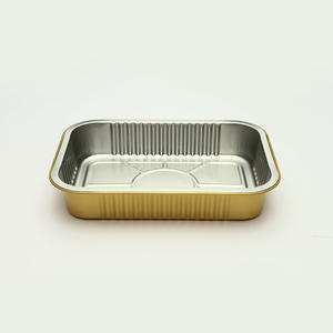 ถาดฟอยล์สี่เหลี่ยมสำหรับใส่อาหารแบบนำกลับบ้าน ขนาด 580 มล. 750 มล. 930 มล. สีทอง ผลิตตามสั่งจากโรงงาน พร้อมฝาปิด - Product Image 4