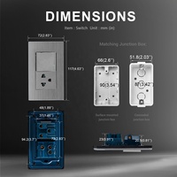 US Standard Retro Electric Power Laiton 10A 110V 1 Gang Applique Murale Interrupteurs à Bouton-Poussoir 3 Pôles Thaïlande Interrupteur Prise 16A Évalué