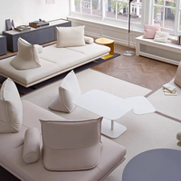 Ensemble de canapé d'angle carré de petite taille, tissu en flanelle, réglable et rembourré en éponge, design minimaliste, OEM pour salon, bureau, hôtel