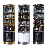Cave à Vin Moderne de Salon en Acier Inoxydable, Cadre Métallique, Meuble de Rangement de Luxe avec Double Porte en Verre, Bar d'Angle