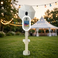 Machine Photobooth Portable, Station Selfie 2-en-1 Compatible avec Appareil Photo, Lumière RVB, Valise de Transport pour Location Événementielle Mariages Fêtes