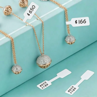 Etiquetas Adhesivas de Papel Impermeable Blanco para Joyería, Etiquetas de Precio en Rollo para Identificación de Precios de Collares y Pendientes