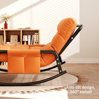 Fauteuil inclinable à bascule moderne en métal pour salon, balcon, détente, sommeil, super confortable, housse en coton