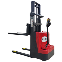 Ventes chaudes, transpalette électrique à conducteur accompagnant, 1,5 tonne, entièrement électrique, petite plateforme, batterie au plomb-acide 73AH, capacité de levage de 2M