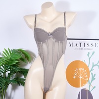 Soldes Exceptionnelles Saint-Valentin : Combinaison Sexy Femme Amincissante, Entrejambe Ouvert, Résille, Taille Haute, Découpes, Sans Bretelles