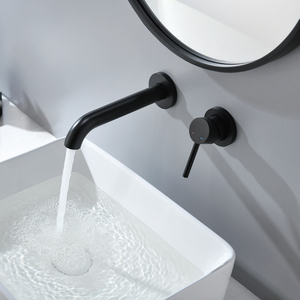 <span class=keywords><strong>Miscelatore</strong></span> per Lavabo Sdoppiato Caldo e Freddo a Incasso in Ottone 59-1 Stile Moderno Cromo, Grigio Canna di Fucile e Nero - Product Image 1