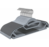 Appendiabiti in plastica antiscivolo rivestiti in TPR con gancio girevole in metallo, salvaspazio, all'ingrosso, per camicie, giacche e abiti