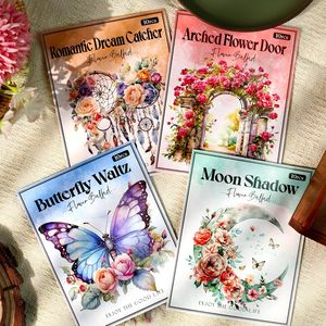 10 hojas por paquete Flower Song Series Vintage Flower Butterfly PET Paisajismo Pegatinas creativas Decoración - Product Image 1