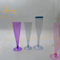 Fabricant en gros gobelet en plastique jetable détachable verre à champagne en or 6.5 OZ poudre d'or bordure gobelet