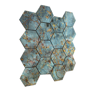 Dosseret adhésif en aluminium hexagone pour mur Mélange de verre Tuile de mosaïque en métal <span class=keywords><strong>Al</strong></span>. <span class=keywords><strong>mosaic</strong></span> peler et coller - Product Image 4