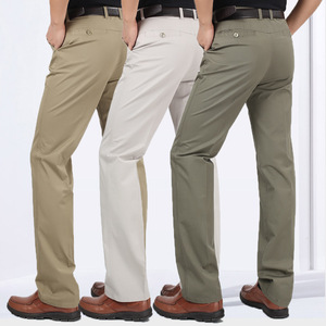 <span class=keywords><strong>Pantalon</strong></span> décontracté pour homme, uni, à devant plat, taille mi-haute, coupe droite ample, tissé – Vente en gros - Product Image 3