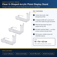 Stands Display Pistol Akrilik Bentuk U, Penyangga Display Pistol, Rak Display Model untuk Koleksi Pistol Mainan, Grosir